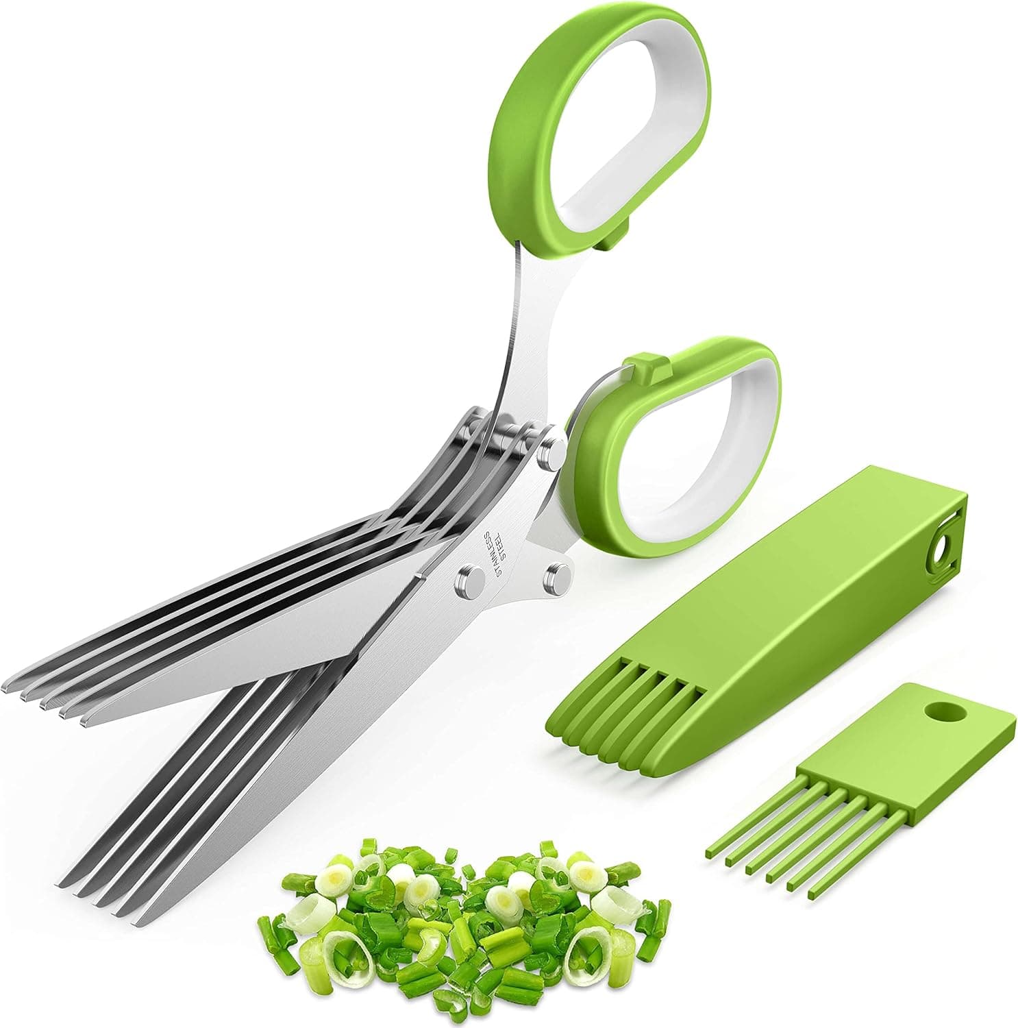 2026 Upgraded Herb Scissors — 5-Blade Herb Shears with Cleaning Comb
